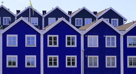 Švedska, zgrada, Naslovnica, arhitektura, nebo, terasaste kuće, plava