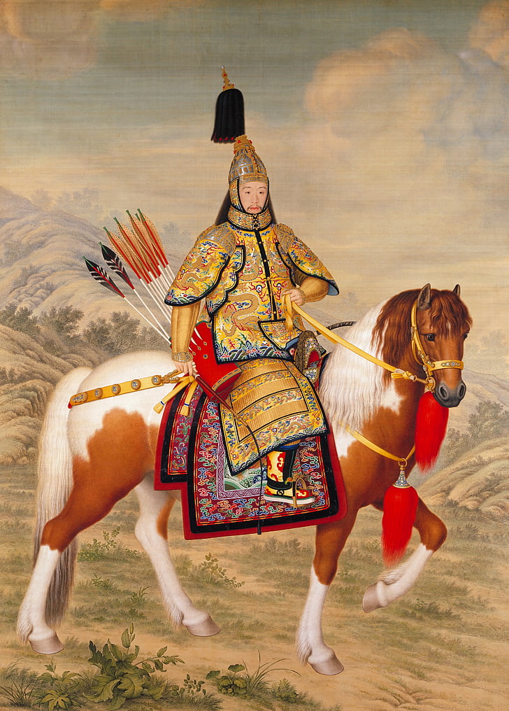 emperor, china, chinese, qianlong, horse, reiter, bow and arrow