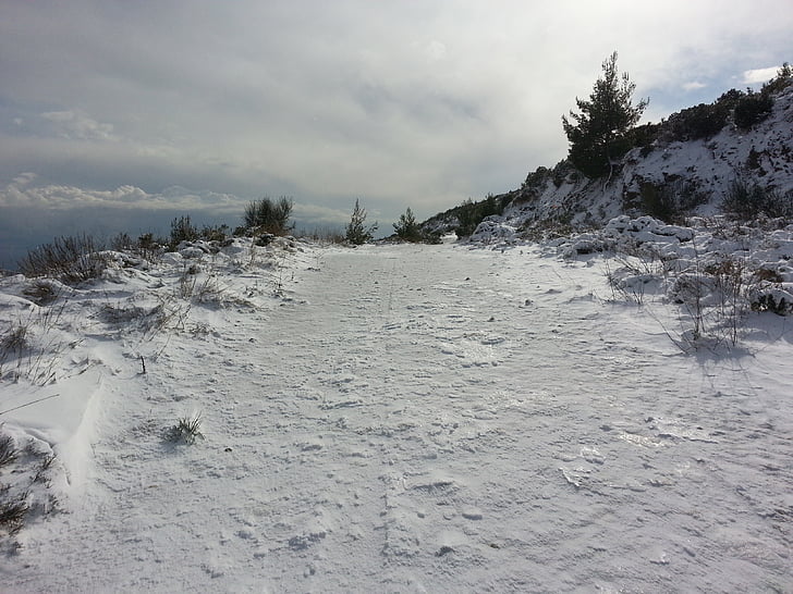 horské silnice, zasněžované silnice, Hora, sníh, Zimní, chlad, LED