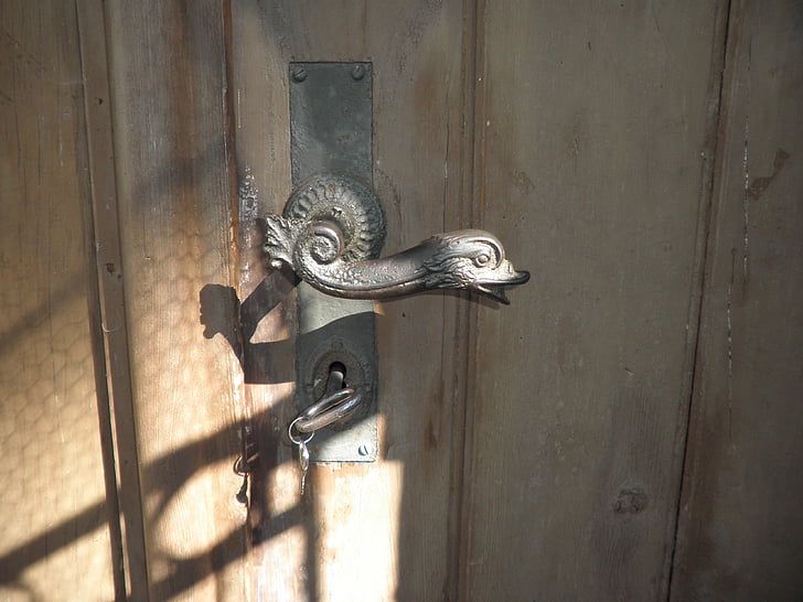 deurknop, oude, metaal, kunst, deurklink, input, Kasteel
