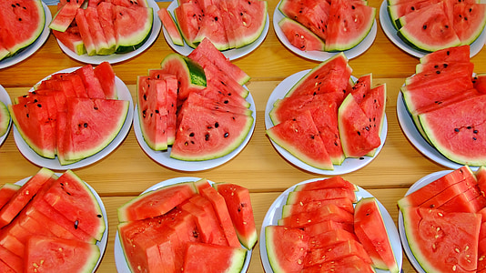 Vandmelon rød, frugt, skiver melon, Vandmelon, meloner, mad, rød