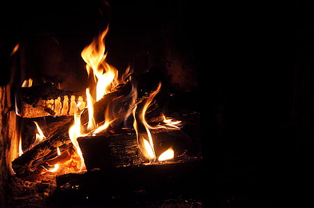 fuoco, freddo, inverno, legno, cabina, fuoco - fenomeno naturale, fiamma