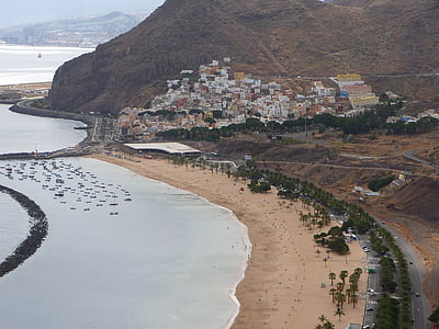 Tenerife, plajă, Teresitas, natura, este, peisaj, mare