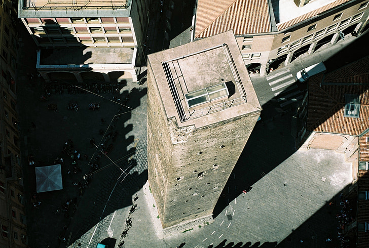 Bologna, Torre, Asinelli, árnyék, emelet, Piazza