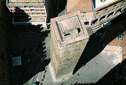 Bologne, Torre, Asinelli, ombre, plancher, Piazza