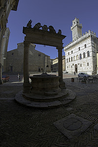 katedra, Montepulciano, Na, pagrindinėje aikštėje, rotušė, tauriųjų vynu, vynas