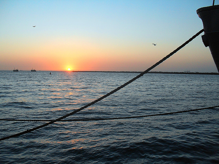 tramonto, Walvis bay, Baia, mare, oceano, acqua, sole