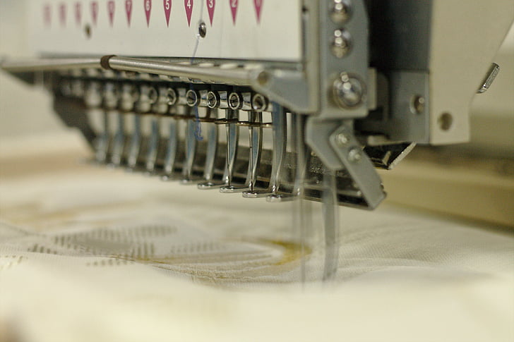brodeuse, couture, tissu, tissu, de fabrication, production, machine