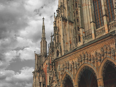 Katedra w Ulm, Münster, Dom, budynek, Architektura, kamień, Ulm