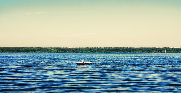 Foto, hnedá, kanoe, telo, vody, Dĺžka, more