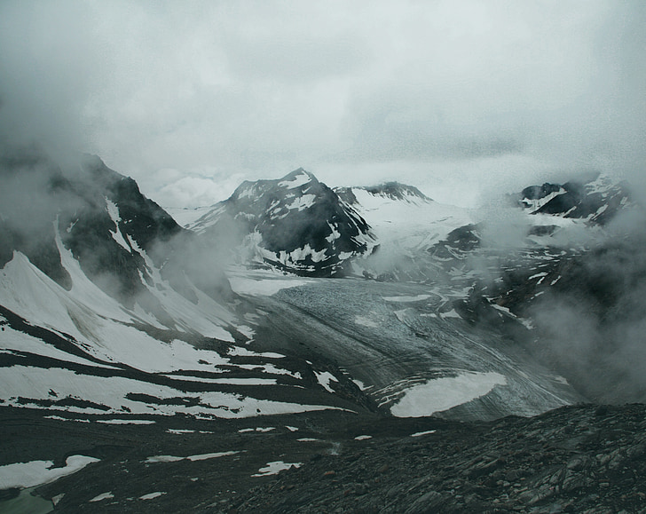 alpski, magla, snijeg, planine, oblaci, samit