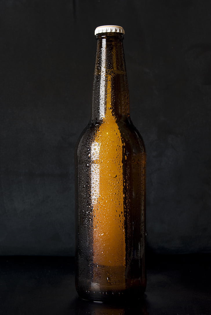 marrón, vidrio, botella, cerveza, alcohol, Brew, frío