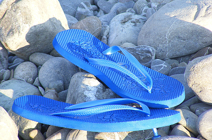 sandalen, flip flops, zee, Sassi, strand, water
