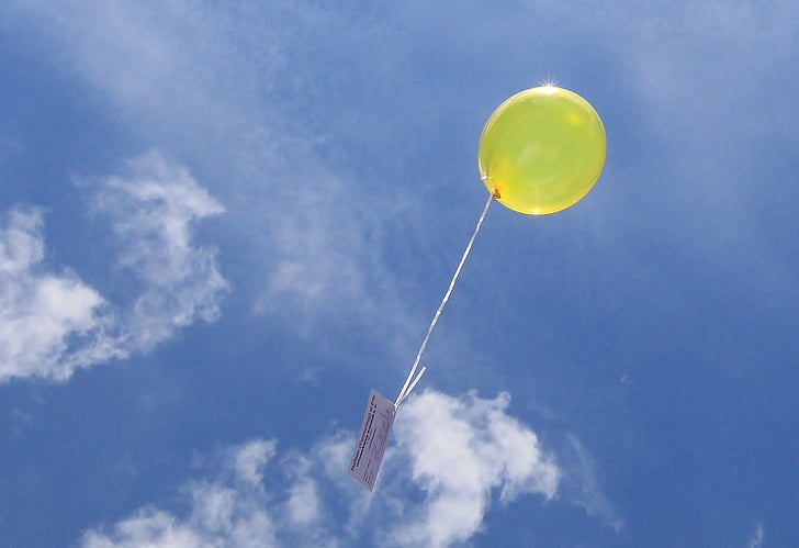 dom, balloon, fly, sky, yellow, clouds, movement
