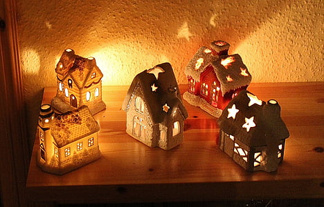 candles houses, christmas, advent, candlestick, decoration, christmas decorations, christmas time