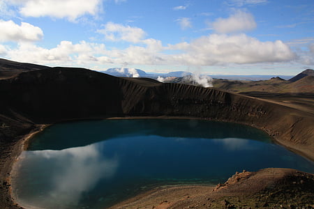 viti, krater, krafla, kraterskega jezera, Islandija, modra, farbenspiel