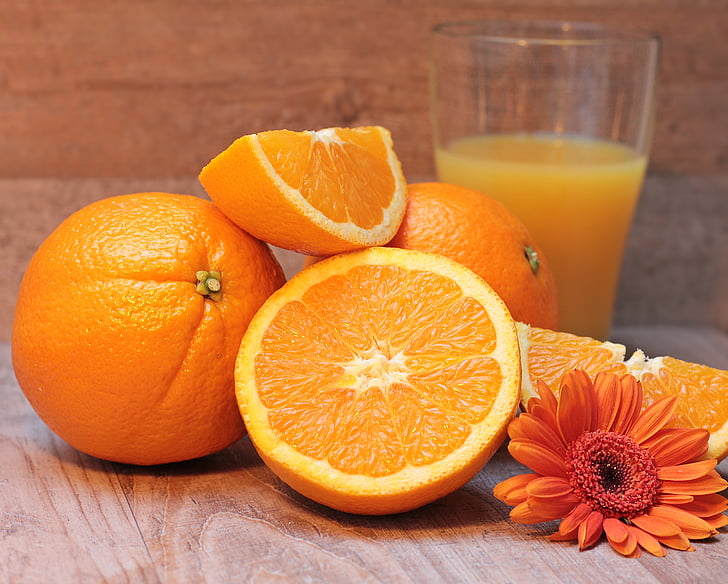 Orange, citrusfrukter, frukt, friska, c-vitamin, Frisch, hälften