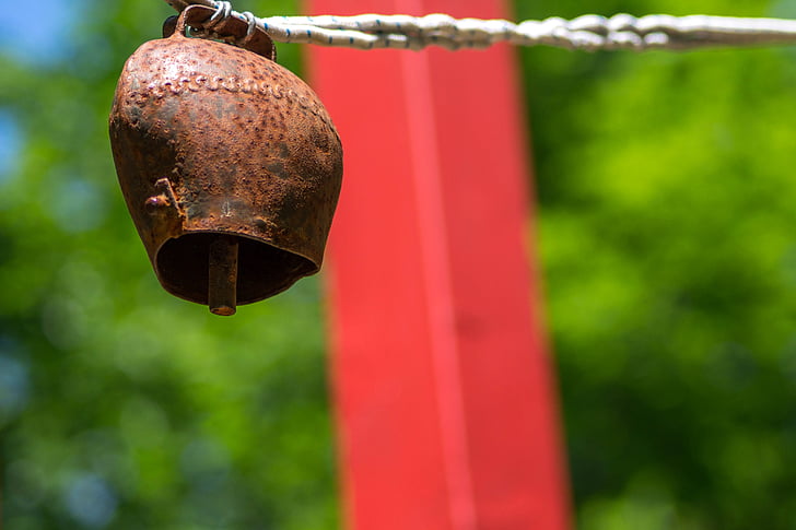 bell, red, nature, antique, rustic, rusty