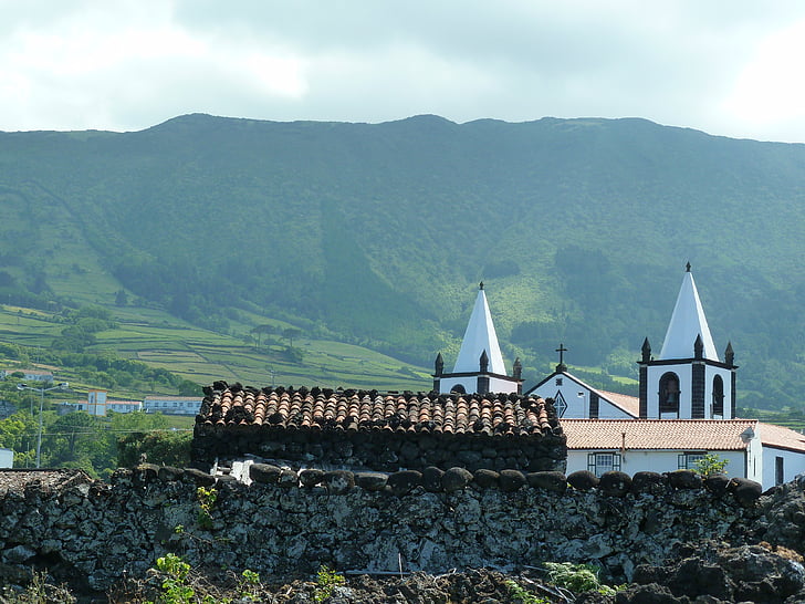 Pico, Azory, cestování, kostel, krajina