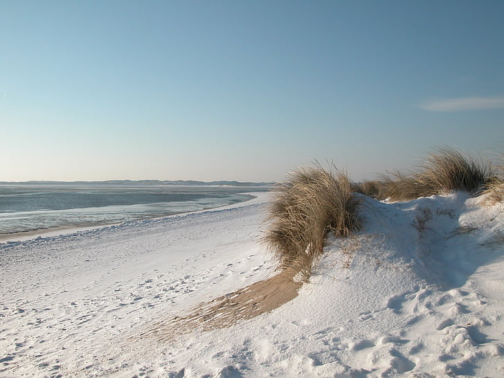 zimowe, Morza Północnego, Sylt, Plaża, Słońce, Niemcy, norddeutschand