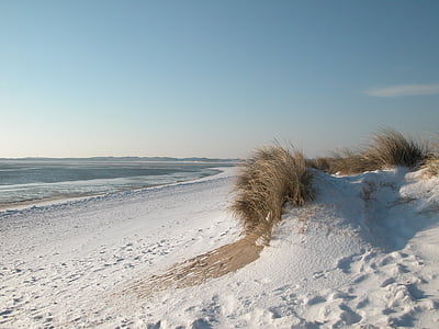 Inverno, Mar do Norte, Sylt, praia, sol, Alemanha, norddeutschand