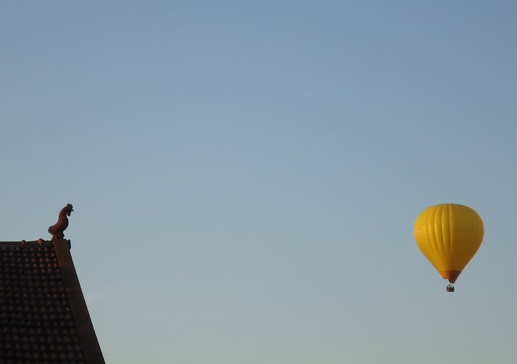 -, -Coco, paisagem tranquila, o telhado com isso, girouette, balão de ar quente, voando