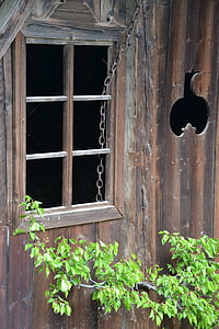窗口, 老, 小屋, 农舍, 古董, 旧的窗口, 木材
