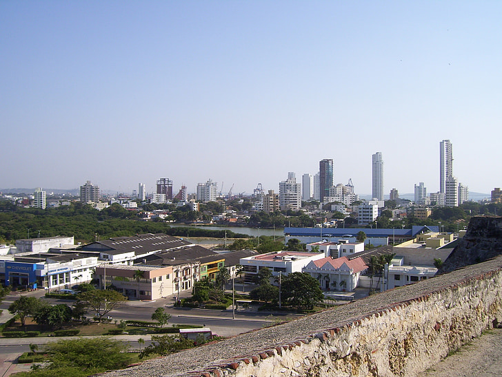 Cartagena, Kolumbia, Karib-szigetek, építészet, Skyline, város, utca-és városrészlet