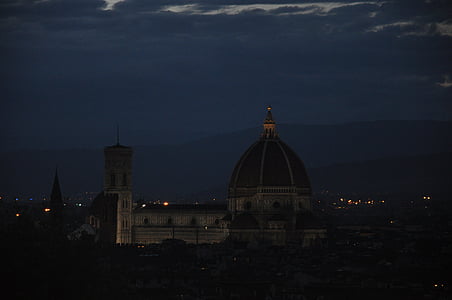 Florença, noturno, paisagem, Turismo, Toscana, Palazzo, arte