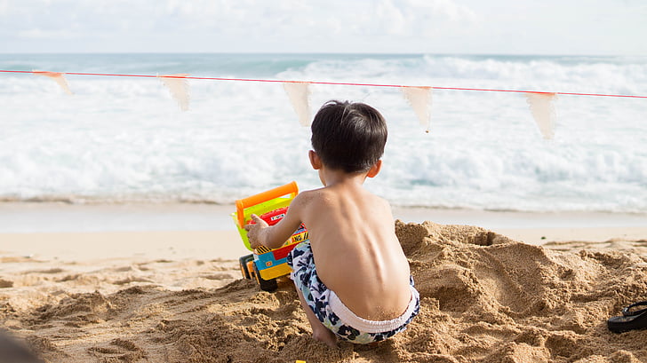hrát, písečná pláž, Hai Pien, Chlapec, svátky, léto, Navštivte