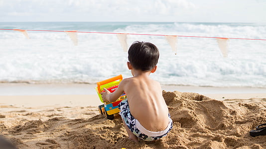 žaisti, smėlio paplūdimys, Hai bian, berniukas, šventės, vasaros, apsilankykite