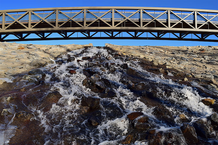 brug, Stream, waterval, stromend water, natuur, Park, Cascade