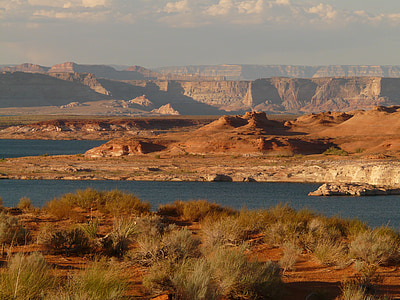 lake powell, reservoir, lake, water, landscape, mountain, arizona