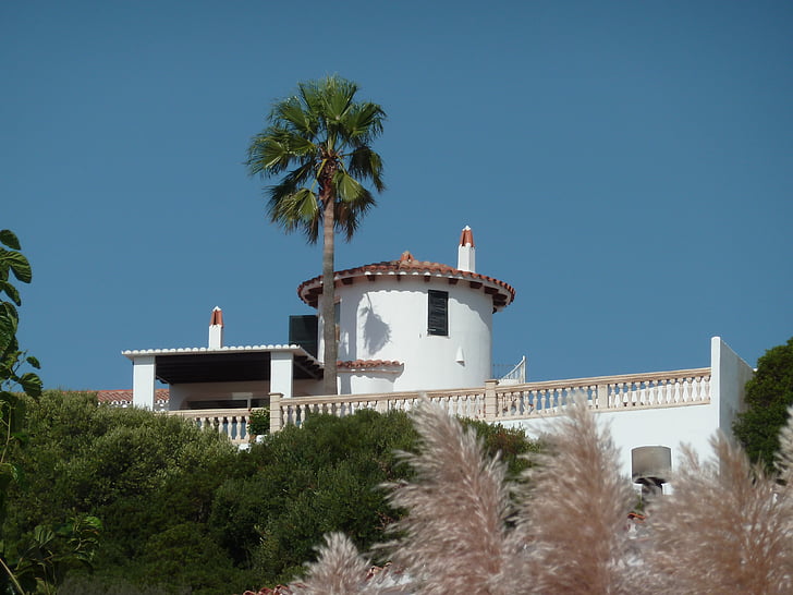 Villa, Espagne, Minorque, méditerranéenne, Espagnol, bâtiment, village