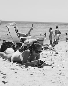 阅读, 海滩, 夏季, 度假, 书, 旅行, 放松