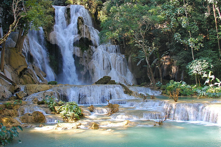 luang prabang, laos, unesco heritage, colorful, beautiful, kuang si waterfall, kuang si falls