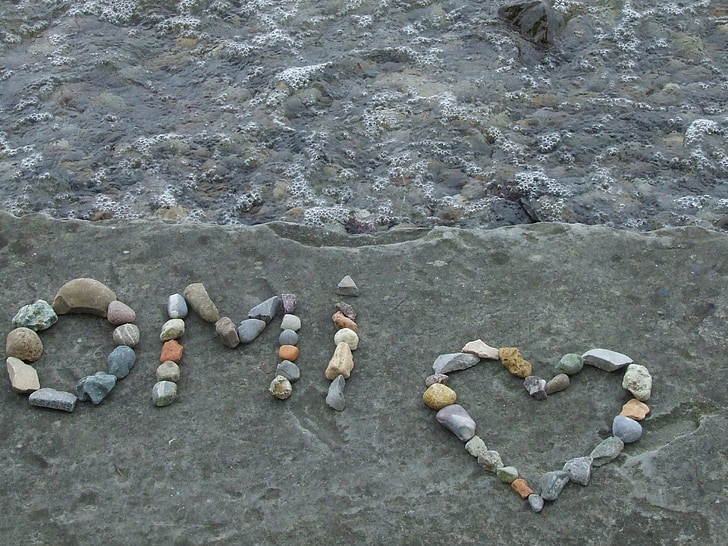 stones, message, text, heart, love, thank you, stone heart