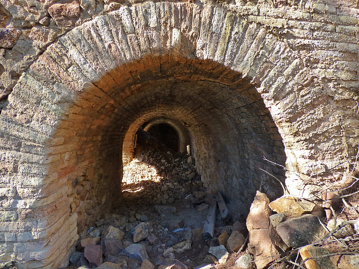 tunnel, voûte, Arch, maçonnerie, brique, Ruin, abandonné