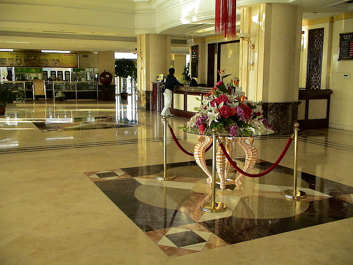reception, Hotel, entré, inputområdet, Kina, Liaoning, Fengcheng