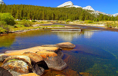 Yosemite, montagne, Parco nazionale Yosemite, California, Lago, il serbatoio, foresta