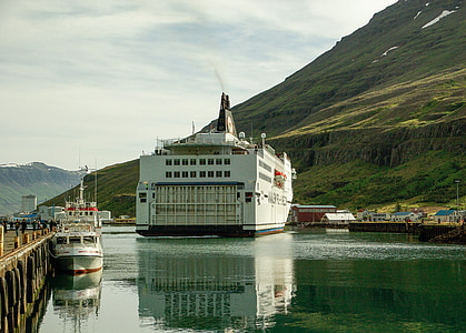 iceland, ferry, fjord, port, departure