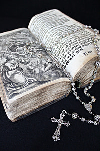bible, rosary, book, christian, religion, god, holy