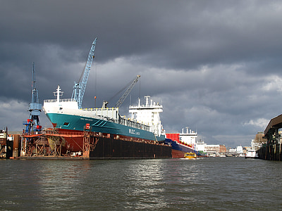 Brodogradilište, luka, Hamburg, Elbe, norderwerft