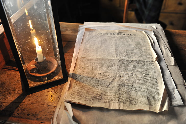 candle, newspaper, printing