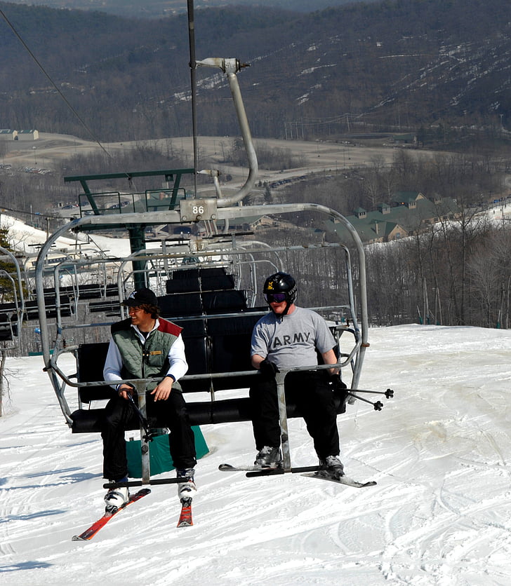 pistes d'esquí, Ascensor, muntanya, esquiadors, alpí, neu, l'hivern