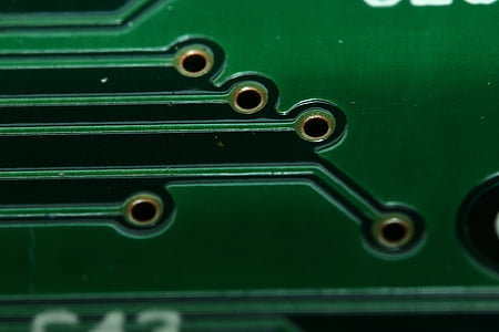 printed circuit board, board, conductors, print plate, via, macro, close