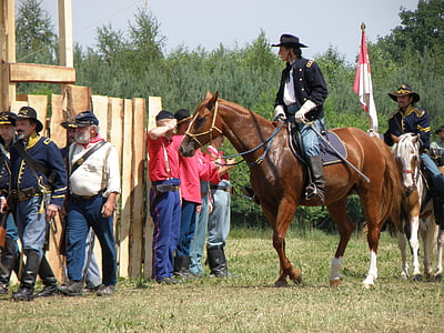 savaş canlandırma, kovboy, Süvari, atlar, Batı, Vahşi Batı, tarihi kostüm