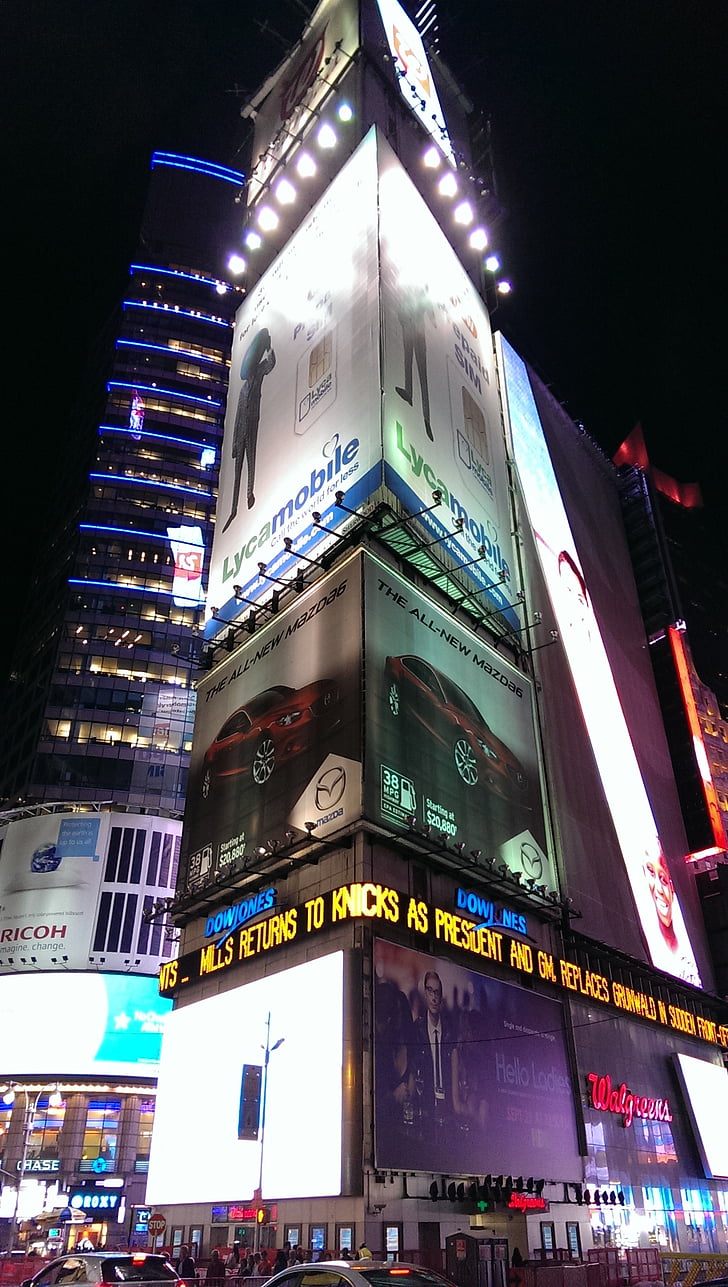 New york, Times square, ville, lumières dans la nuit, la publicité, nuit, scène urbaine