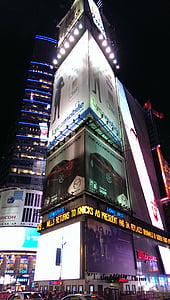 Ню Йорк, Таймс Скуеър, град, светлини през нощта, реклама, нощ, градски сцена