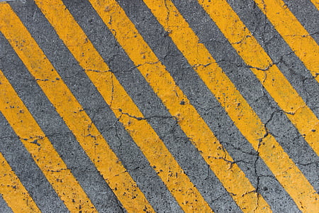 floor, lines, street, concrete, path, perspective, yellow